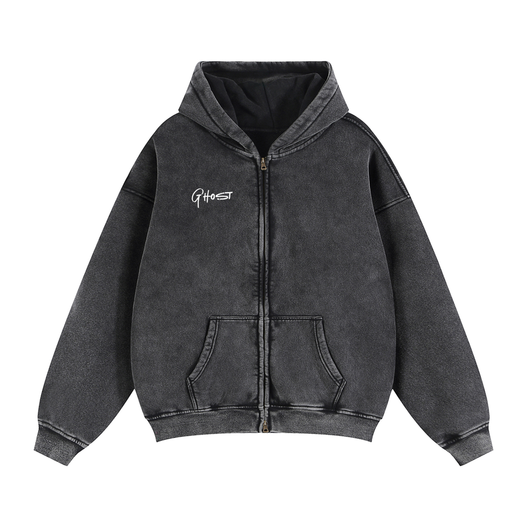 Zip-Through Boxy Fleece Hoodie